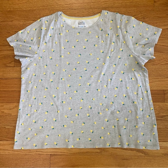 Croft & Barrow Tshirt Women’s 1X Gray Short Sleeve Tee Lemons Crew Neck - Picture 1 of 4